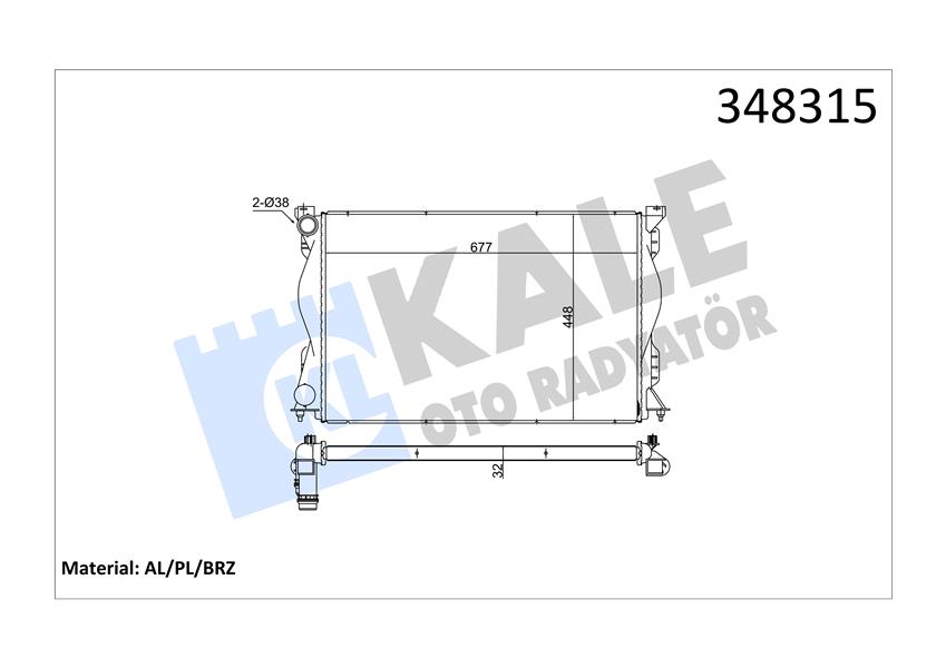 KALE OTO RADYATÖR 348315 Soğutma Sistemi Su Soğutucu & Parçaları - AUDI A6 C6 (4F2) uyumlu