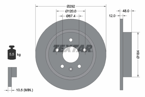 TEXTAR 92222903 Fren Sistemleri Fren Diski - SAAB 9-5 (YS3G) uyumlu