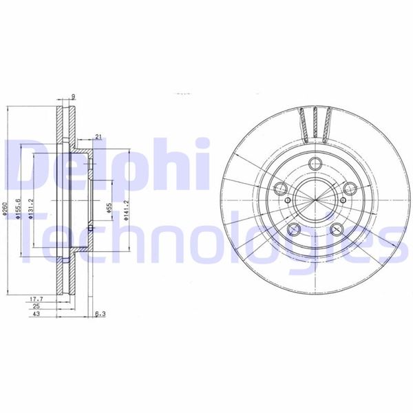 DELPHI BG3347 Fren Sistemleri Fren Diski - TOYOTA AVENSIS (_T22_) uyumlu