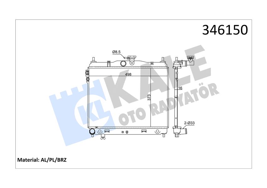 KALE OTO RADYATÖR 346150 Soğutma Sistemi Su Soğutucu & Parçaları - HYUNDAI GETZ (TB) uyumlu