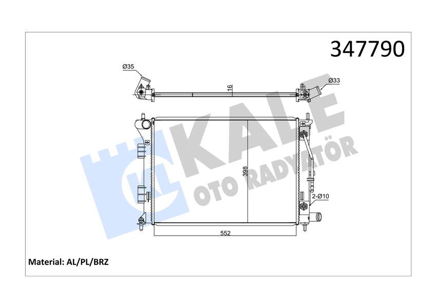 KALE OTO RADYATÖR 347790 Soğutma Sistemi Su Soğutucu & Parçaları - HYUNDAI i30 (GD) uyumlu