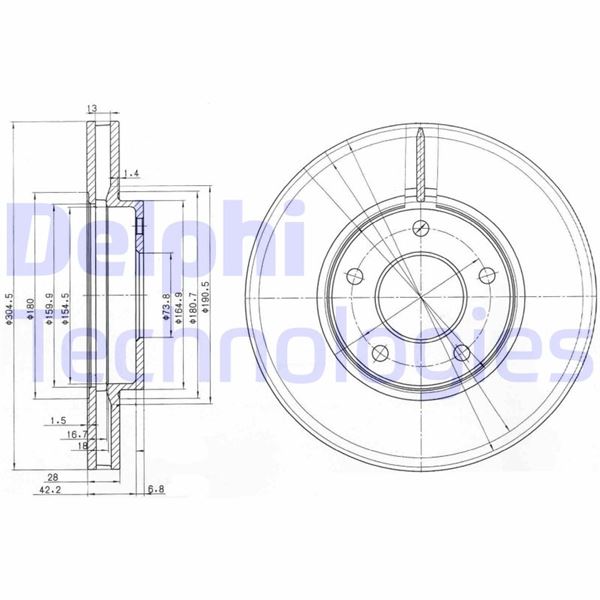DELPHI BG3547 Fren Sistemleri Fren Diski - JAGUAR XK 8 Coupe (X100) uyumlu