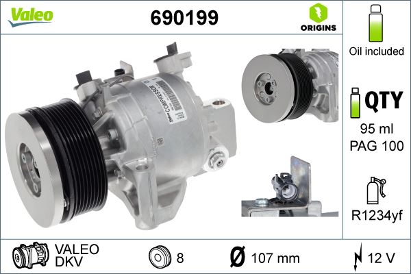 VALEO 690199 İklimlendirme Sistemi Kompresör Parçaları - SUZUKI SX4 S-CROSS (JY) uyumlu
