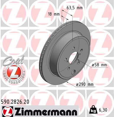 ZIMMERMANN 590.2826.20 Fren Sistemleri Fren Diski - TOYOTA GT 86 Coupe (ZN6_) uyumlu