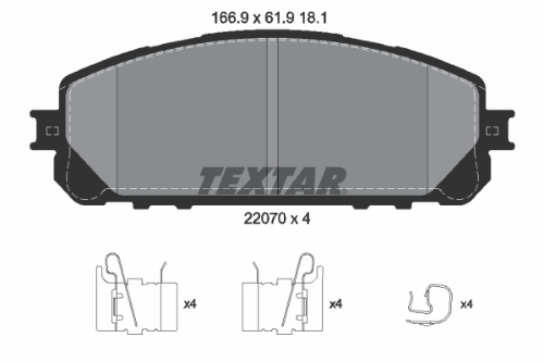 TEXTAR 2207001 Fren Sistemleri Fren Balatası - JEEP CHEROKEE (KL) uyumlu