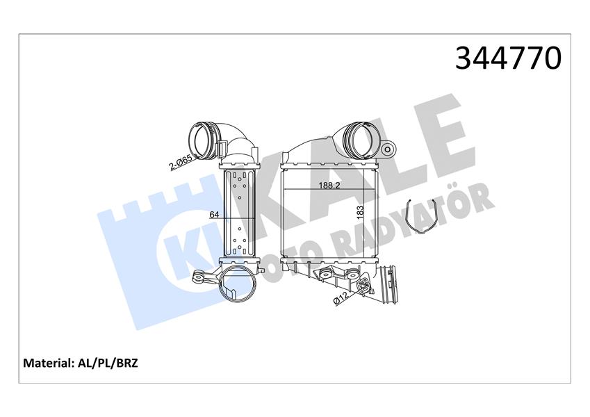 KALE OTO RADYATÖR 344770 Motor Turbo Radyatörü - VW GOLF IV (1J1) uyumlu