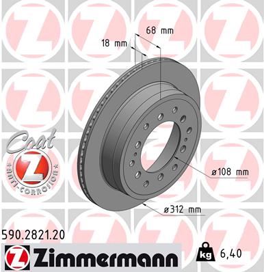 ZIMMERMANN 590.2821.20 Fren Sistemleri Fren Diski - TOYOTA LAND CRUISER PRADO (_J15_) uyumlu