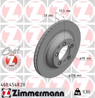 ZIMMERMANN 460.4548.20 Fren Sistemleri Fren Diski - PORSCHE CAYENNE (9YA) uyumlu