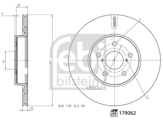 FEBI BILSTEIN 179062 Fren Sistemleri Fren Diski - TOYOTA RAV 4 V (_A5_, _H5_) uyumlu