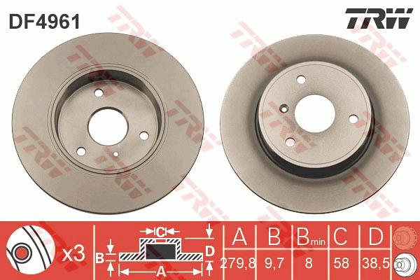 TRW DF4961 Fren Sistemleri Fren Diski - SMART FORTWO Coupe (451) uyumlu