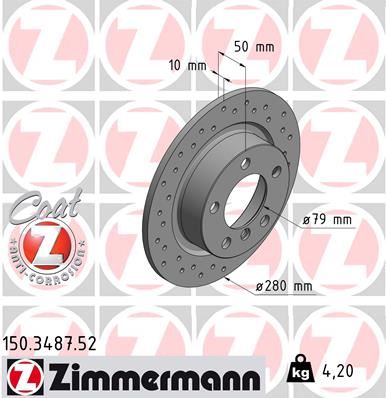 ZIMMERMANN 150.3487.52 Fren Sistemleri Fren Diski - MINI MINI COUNTRYMAN (R60) uyumlu