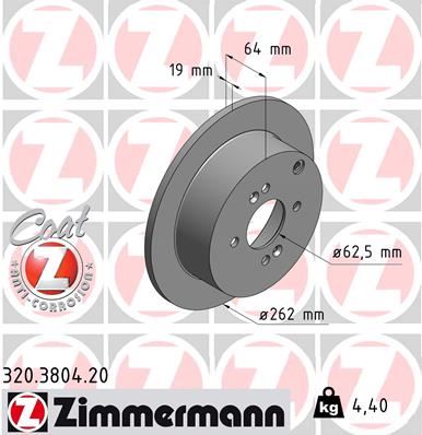 ZIMMERMANN 320.3804.20 Fren Sistemleri Fren Diski - HYUNDAI i20 I (PB, PBT) uyumlu