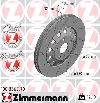 ZIMMERMANN 100.3367.70 Fren Sistemleri Fren Diski - AUDI TT (8J3) uyumlu