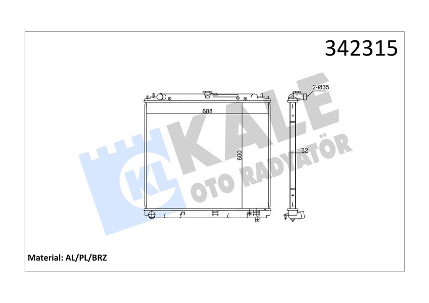 KALE OTO RADYATÖR 342315 Soğutma Sistemi Su Soğutucu & Parçaları - NISSAN NP300 PICKUP (D22) uyumlu