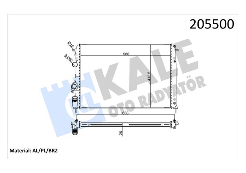 Su Radyatörü - KALE OTO RADYATÖR - 0520211AB Ürün Görseli