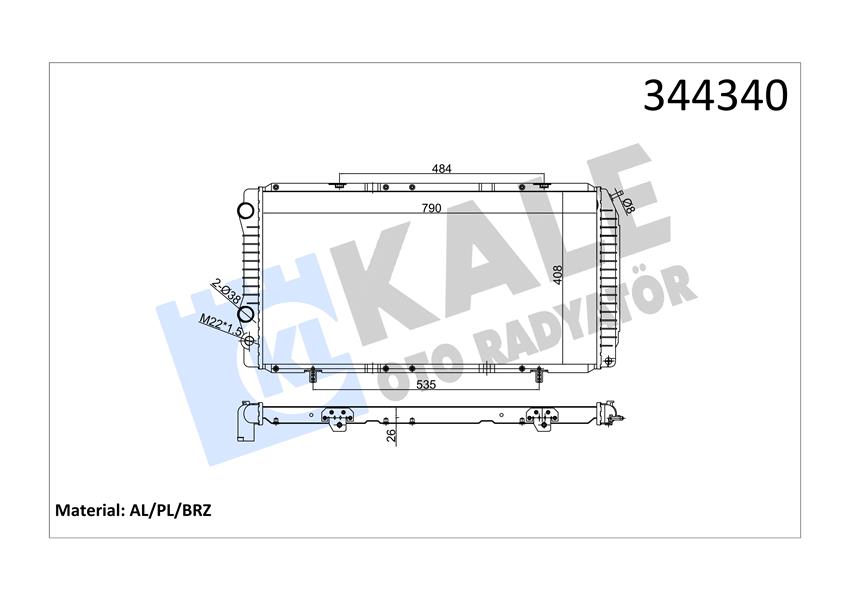 KALE OTO RADYATÖR 344340 Soğutma Sistemi Su Soğutucu & Parçaları - PEUGEOT BOXER Minibüs/Otobüs (230P) uyumlu