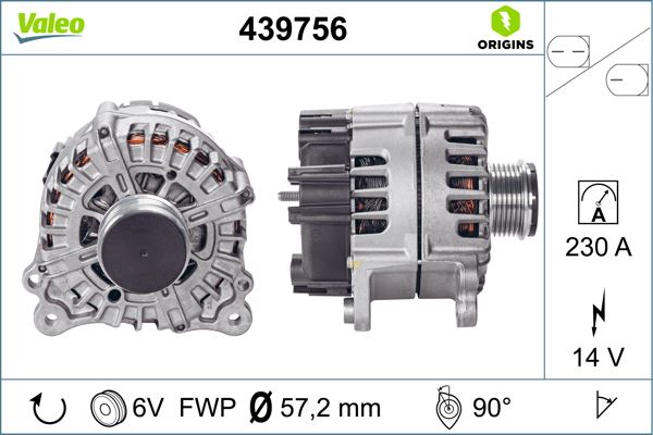 VALEO 439756 Elektrik Sistemi Alternatör - AUDI A7 Sportback (4GA, 4GF) uyumlu