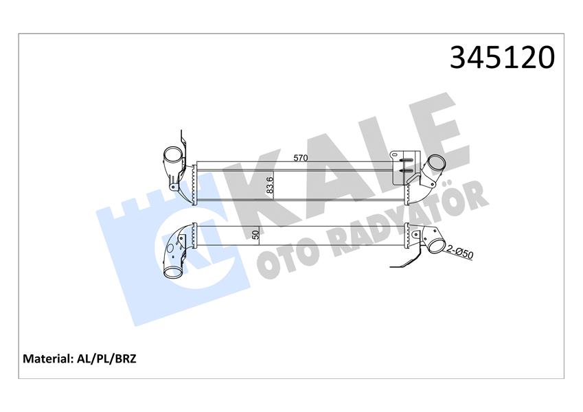 KALE OTO RADYATÖR 345120 Motor Turbo Radyatörü - RENAULT CLIO II (BB_, CB_) uyumlu