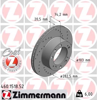 ZIMMERMANN 460.1518.52 Fren Sistemleri Fren Diski - PORSCHE 944 uyumlu