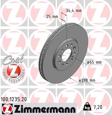 ZIMMERMANN 100.1235.20 Fren Sistemleri Fren Diski - SEAT IBIZA IV (6J5, 6P1) uyumlu