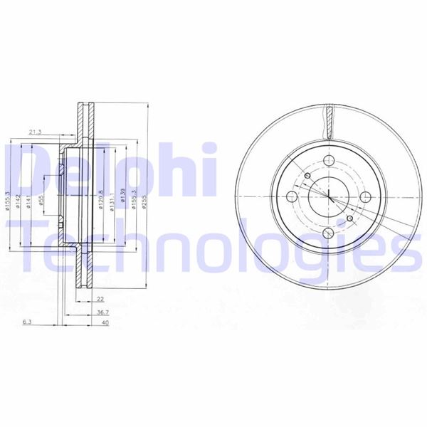DELPHI BG4053 Fren Sistemleri Fren Diski - TOYOTA YARIS (_P13_) uyumlu