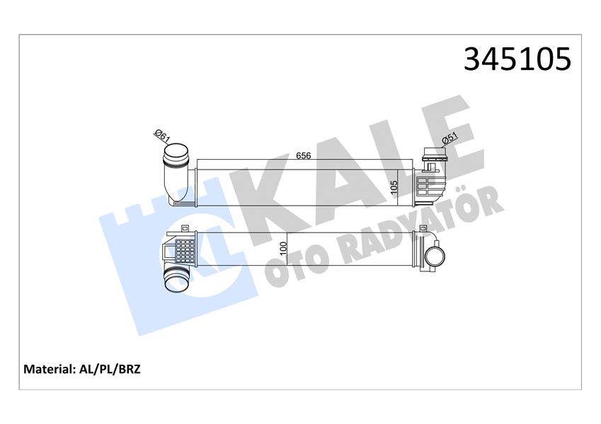 KALE OTO RADYATÖR 345105 Motor Turbo Radyatörü - RENAULT MEGANE III Coupe (DZ0/1_) uyumlu