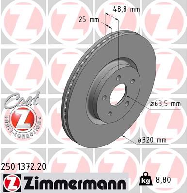 ZIMMERMANN 250.1372.20 Fren Sistemleri Fren Diski - FORD FOCUS II (DA_, HCP, DP) uyumlu