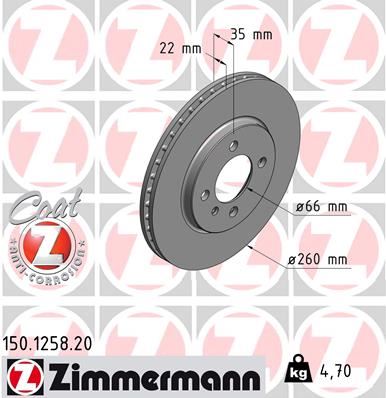 ZIMMERMANN 150.1258.20 Fren Sistemleri Fren Diski - BMW 3 (E30) uyumlu