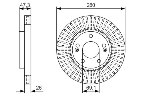BOSCH 0 986 479 U10 Fren Sistemleri Fren Diski - HYUNDAI SONATA V (NF) uyumlu