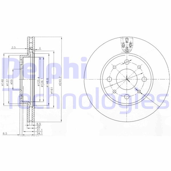 DELPHI BG3839 Fren Sistemleri Fren Diski - FIAT PANDA (169_) uyumlu