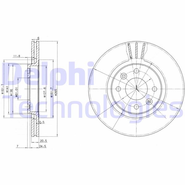 DELPHI BG2448 Fren Sistemleri Fren Diski - RENAULT 21 Sedan (L48_) uyumlu