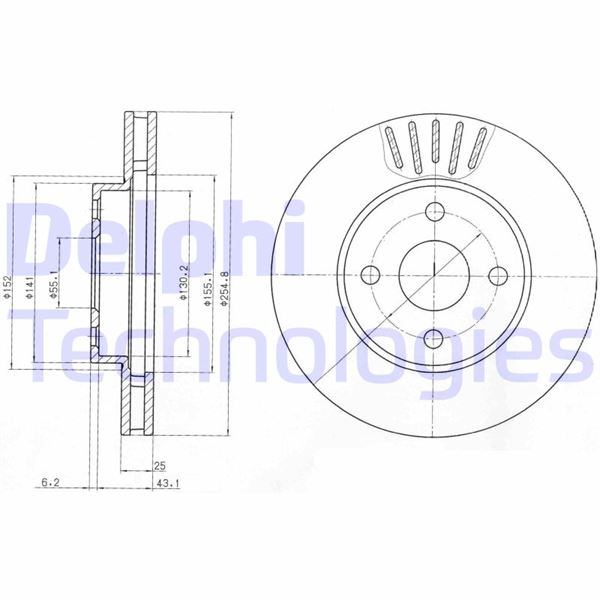 DELPHI BG3781 Fren Sistemleri Fren Diski - TOYOTA COROLLA (_E12_) uyumlu