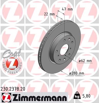 ZIMMERMANN 230.2378.20 Fren Sistemleri Fren Diski - SUZUKI SX4 Sedan (GY, RW) uyumlu