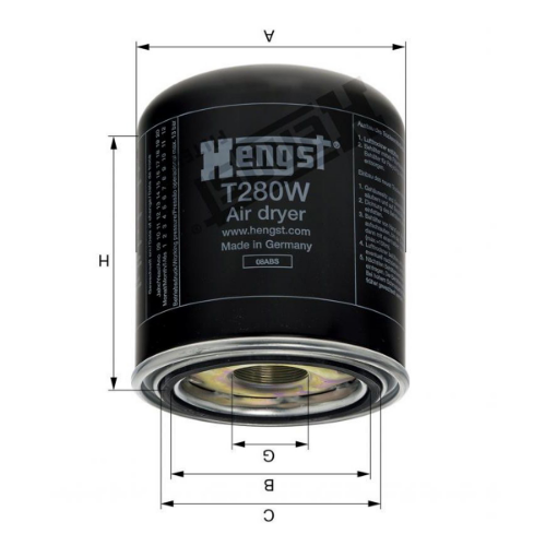 HENGST FILTER T280W Fren Sistemleri Hava Kurutucu Kartuşu - MAN TGM I uyumlu
