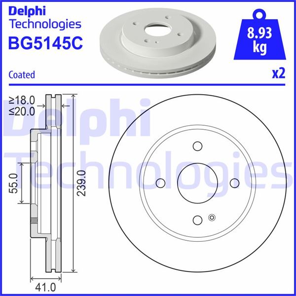 DELPHI BG5145C Fren Sistemleri Fren Diski - MAZDA 2 (DE_, DH_) uyumlu