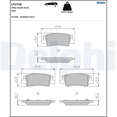 DELPHI LP3738 Fren Sistemleri Fren Balatası - HYUNDAI SONATA VIII (DN8) uyumlu