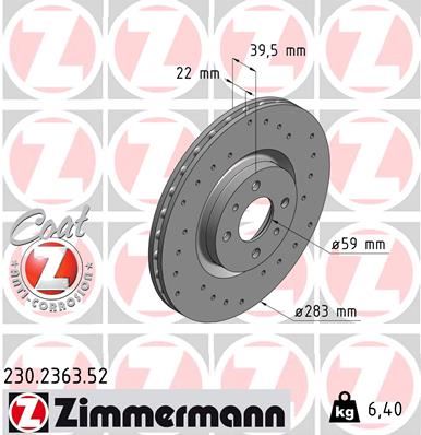 ZIMMERMANN 230.2363.52 Fren Sistemleri Fren Diski - FIAT TIPO (160_) uyumlu