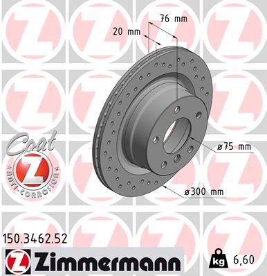 ZIMMERMANN 150.3462.52 Fren Sistemleri Fren Diski - BMW 1 Coupe (E82) uyumlu