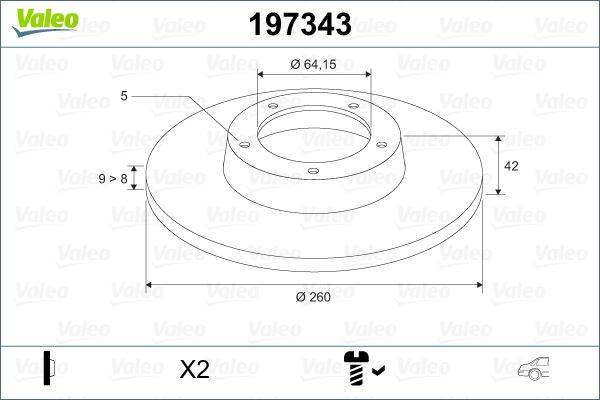 VALEO 197343 Fren Sistemleri Fren Diski - HONDA CIVIC VIII Sedan (FD, FA) uyumlu