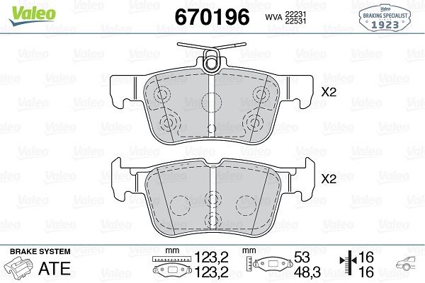 VALEO 670196 Fren Sistemleri Fren Balatası - FORD MONDEO V Sedan (CD) uyumlu