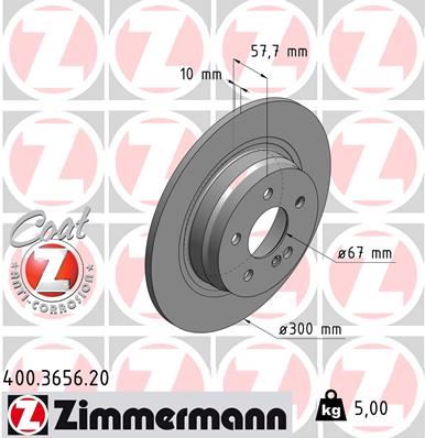 ZIMMERMANN 400.3656.20 Fren Sistemleri Fren Diski - MERCEDES-BENZ C-SERISI T-Model (S204) uyumlu