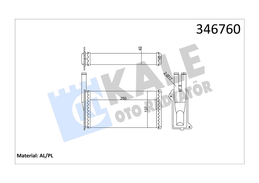 KALE OTO RADYATÖR 346760 İklimlendirme Sistemi İç Mekan Isı Değiştirici - FORD SIERRA II Hatchback (GBC, GBG) uyumlu