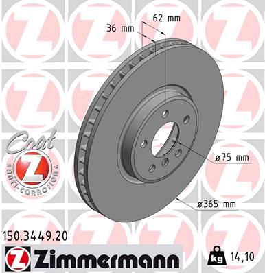 ZIMMERMANN 150.3449.20 Fren Sistemleri Fren Diski - BMW X5 (E70) uyumlu