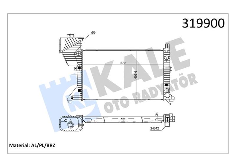 Su Radyatörü - KALE OTO RADYATÖR - 0915011AB Ürün Görseli