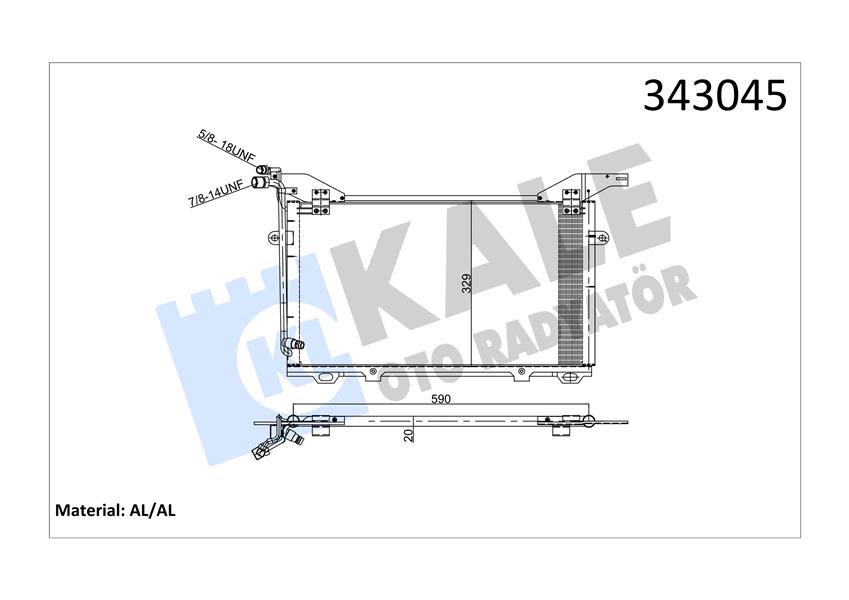 KALE OTO RADYATÖR 343045 İklimlendirme Sistemi Klima Radyatörü - MERCEDES-BENZ E-SERISI T-Model (S210) uyumlu