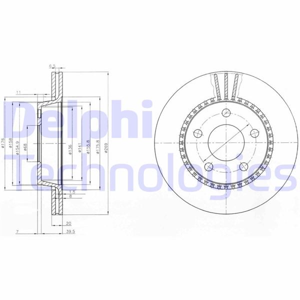 DELPHI BG2519 Fren Sistemleri Fren Diski - AUDI 100 C3 Sedan (443, 444) uyumlu