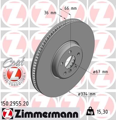 ZIMMERMANN 150.2955.20 Fren Sistemleri Fren Diski - BMW 7 (G11, G12) uyumlu