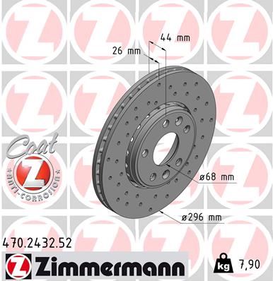 ZIMMERMANN 470.2432.52 Fren Sistemleri Fren Diski - RENAULT MEGANE III Coupe (DZ0/1_) uyumlu