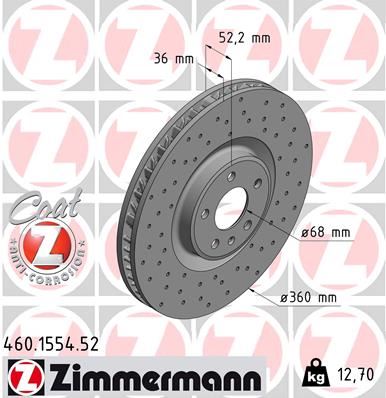 ZIMMERMANN 460.1554.52 Fren Sistemleri Fren Diski - PORSCHE MACAN (95B) uyumlu