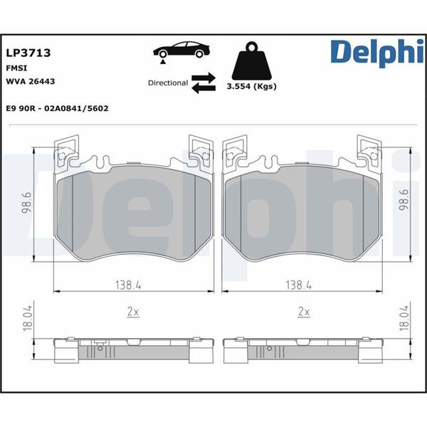 DELPHI LP3713 Fren Sistemleri Fren Balatası - MERCEDES-BENZ S-SERISI (W223) uyumlu